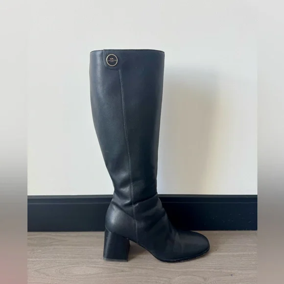 Coach Black Knee-High Block Heel Leather Boots 🖤 - Picture 11 of 16